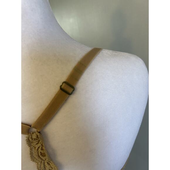 NATORI Feathers Front Close Lace T-Back Bra 34DD Beige Sexy Romantic Push Up - Picture 5 of 9